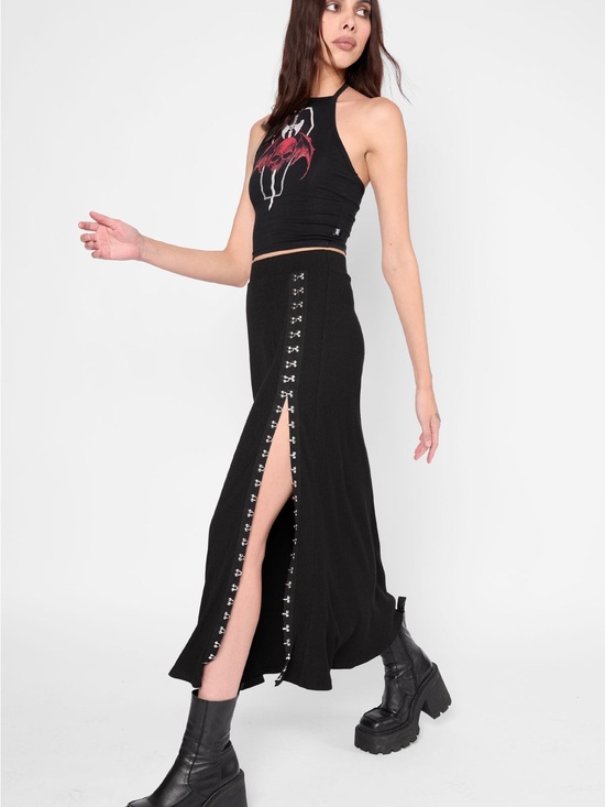 Mary Wyatt Dresses & Skirts - Mary Wyatt Beatriz Black Maxi Skirt with High Side Slit with Fasteners